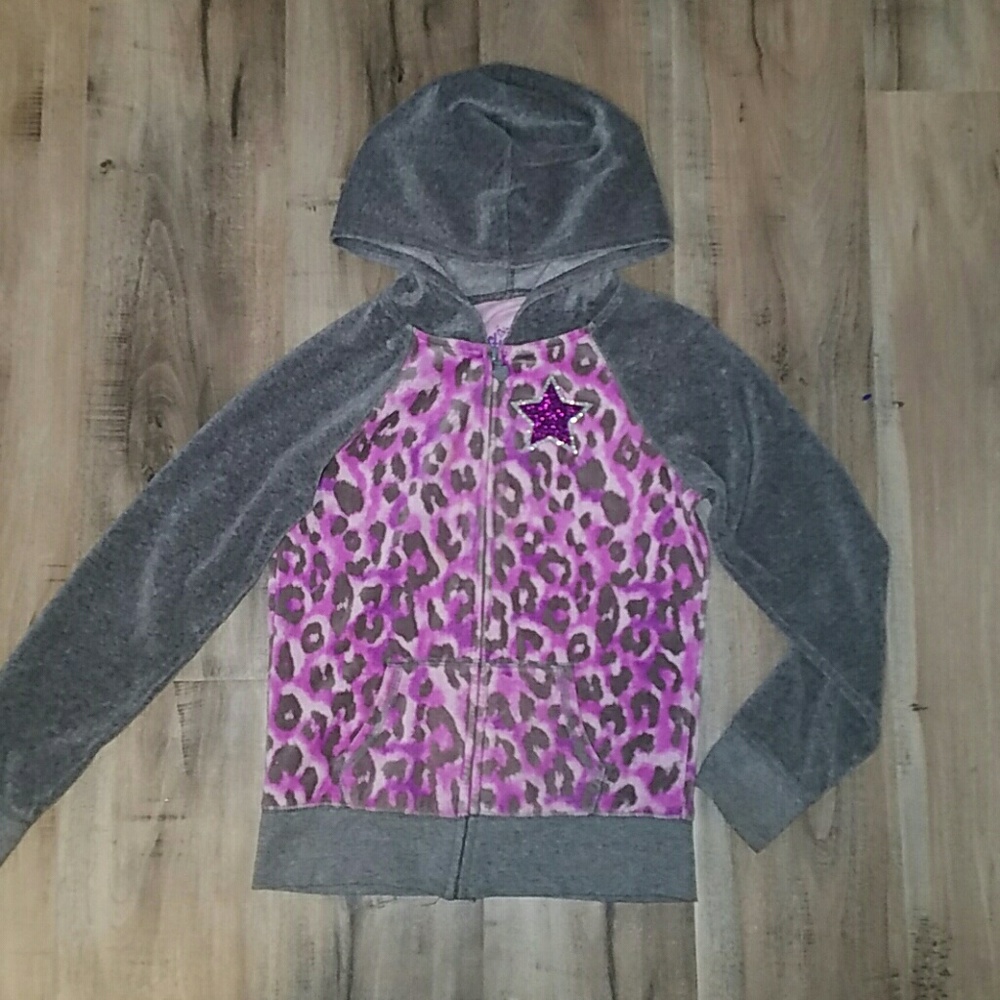 JUSTICE FOR GIRLS Leopard Star Hoodie sz 8